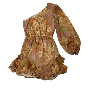 burnt orange one shoulder mini dress